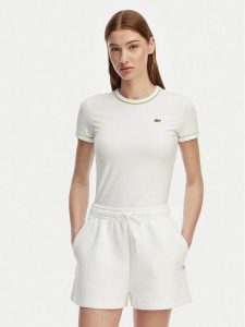 Lacoste T-Shirt TF5289 Biały Slim Fit. Białe t-shirty Lacoste, bez wzorów, z bawełny, bez kołnierzyka, bez ramiączek. Za 272,99 zł.