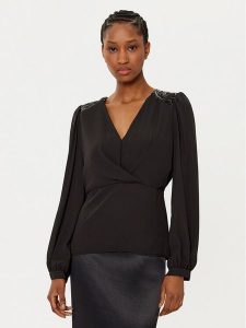 Rinascimento Bluzka CFC0019730002 Czarny Regular Fit. Czarne bluzki Rinascimento, l, bez wzorów, z syntetyku, bez kołnierzyka, bez ramiączek. Za 239,99 zł.