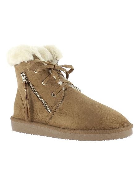 ISLAND BOOT Botki zimowe "Celeste" w kolorze jasnobrązowym rozmiar: 36. Brązowe botki Island Boot, na zimę, bez wzorów, z materiału, bez obcasa, bez zapięcia. Za 143,22 zł.