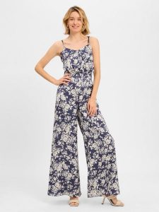 Swing Kombinezon Kobiety Sztuczne włókno niebieski, 36. Niebieskie kombinezony Swing, bez wzorów, z satyny, wizytowe, bez kołnierzyka, bez ramiączek. Za 429,95 zł.