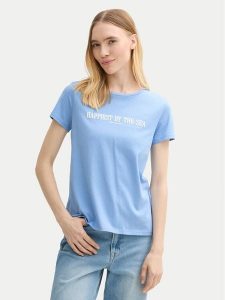 Tom Tailor Denim T-Shirt 1045417 Niebieski Regular Fit. Niebieskie t-shirty TOM TAILOR DENIM, xs, bez wzorów, z bawełny, bez kołnierzyka, bez ramiączek. Za 49,99 zł.