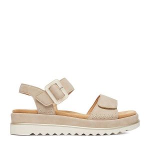 Sandały Remonte. Brązowe sandały Remonte, bez wzorów, bez obcasa, na płaskiej podeszwie, bez zapięcia. Za 379,99 zł.