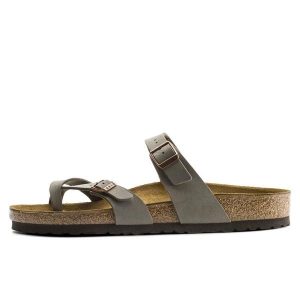 Klapki Birkenstock Mayari Damskie. Szare klapki Birkenstock, bez wzorów, z materiału, bez obcasa. Za 401,85 zł.