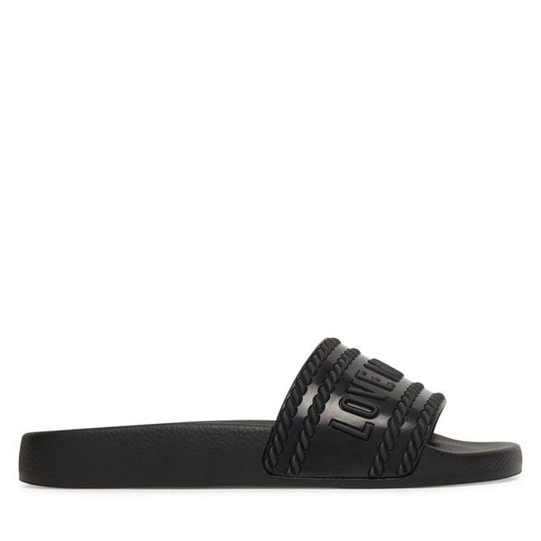 Klapki LOVE MOSCHINO. Czarne klapki LOVE MOSCHINO, bez wzorów, bez obcasa. Za 447,99 zł.