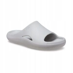 Klapki Dla Dorosłych Crocs Mellow Recovery Slide. Szare klapki Crocs, bez wzorów, z materiału, bez obcasa. Za 159,99 zł.