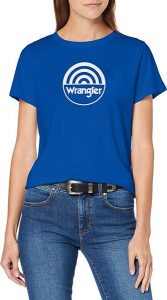 WRANGLER SS CIRCLE TEE DAMSKI T-SHIRT KOSZULKA Z KRÓTKIM RĘKAWEM LOGO NADRUK NAVY W7Z2EV114 112132160. Niebieskie bluzki Wrangler, s, bez wzorów, bez kołnierzyka, bez ramiączek. W wyprzedaży za 39,99 zł.