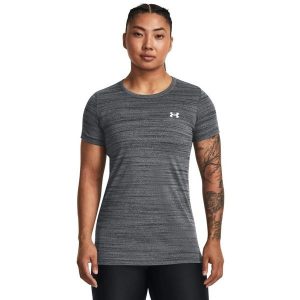 Koszulka damska Under Armour Tech Tiger SSC. Szare koszulki sportowe Under Armour, bez wzorów, bez ramiączek. Za 89,99 zł.