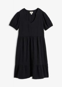 Sukienka oversized z muślinu z bawełny. Brązowe sukienki bonprix, bez wzorów, z bawełny, bez kołnierzyka, bez ramiączek. Za 124,99 zł.