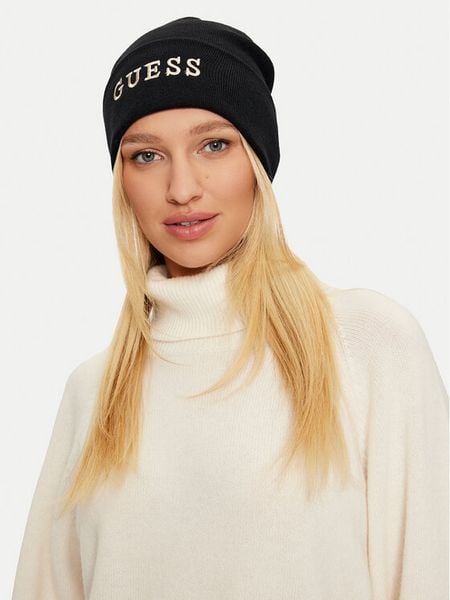 Guess Czapka AW5189 POL01 Czarny. Czarne czapki Guess, z aplikacjami, z materiału. Za 129,99 zł.