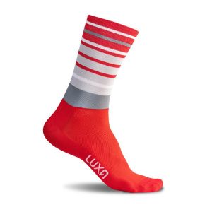 Skarpety Rowerowe dla dorosłych unisex LUXA Dynamic. Czerwone skarpetki LUXA, bez wzorów, z elastanu. Za 69,00 zł.