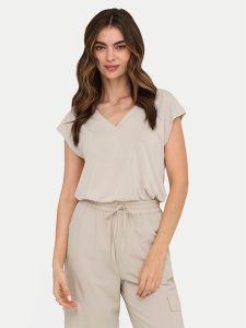 ONLY T-Shirt Free 15287041 Beżowy Regular Fit. Brązowe t-shirty ONLY, s, bez wzorów, z syntetyku, bez kołnierzyka, bez ramiączek. Za 99,99 zł.