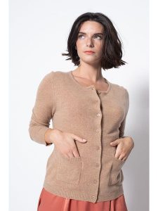 AUTHENTIC CASHMERE Kaszmirowy kardigan "Caron" w kolorze beżowym rozmiar: XXL. Brązowe kardigany AUTHENTIC CASHMERE, xxl, bez wzorów, z kaszmiru, bez ramiączek. Za 380,34 zł.