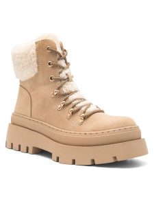 DeeZee Trzewiki QUEENIE SWS6151-03 Beżowy. Brązowe botki DeeZee, bez wzorów, z materiału, bez obcasa, na płaskiej podeszwie, bez zapięcia. Za 199,99 zł.