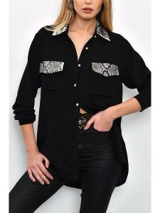 Milan Kiss Koszula w kolorze czarnym rozmiar: XL. Czarne koszule Milan Kiss, xl, z aplikacjami, z wiskozy, bez kołnierzyka, bez ramiączek. Za 152,99 zł.