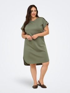ONLY Carmakoma Sukienka w kolorze khaki rozmiar: XS-40/42. Brązowe sukienki Only Carmakoma, na co dzień, xs, z aplikacjami, bez kołnierzyka, bez ramiączek, midi, proste. Za 106,87 zł.