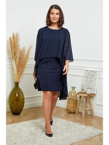 Curvy Lady Sukienka w kolorze granatowym rozmiar: 44/46. Niebieskie sukienki Curvy Lady, bez wzorów, klasyczne, bez kołnierzyka, bez ramiączek, mini. Za 125,45 zł.