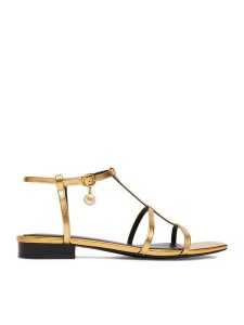 GINO ROSSI Sandały CEO-ROSE-LT22866-1 Złoty. Żółte sandały Gino Rossi, bez wzorów, ze skóry, bez obcasa, na płaskiej podeszwie, bez zapięcia. Za 299,99 zł.