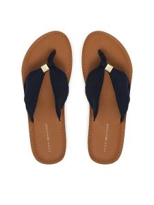 Tommy Hilfiger Japonki Th Ltr Footbed Summer Sandal FW0FW09194 Granatowy. Niebieskie klapki TOMMY HILFIGER, bez wzorów, z materiału, bez obcasa. Za 229,99 zł.