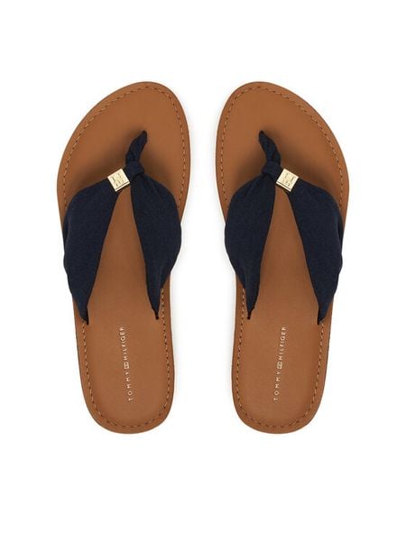 Tommy Hilfiger Japonki Th Ltr Footbed Summer Sandal FW0FW09194 Granatowy. Niebieskie klapki TOMMY HILFIGER, bez wzorów, z materiału, bez obcasa. Za 229,99 zł.