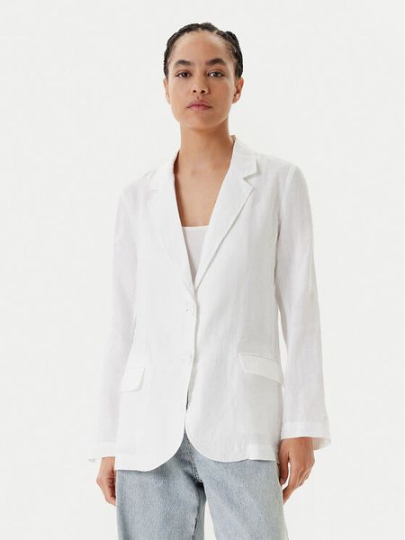 United Colors Of Benetton Marynarka 2AGHDW00R Biały Regular Fit. Białe marynarki i żakiety United Colors of Benetton, bez wzorów, ze lnu. Za 239,99 zł.