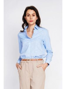 ASSUILI Lniana koszula w kolorze błękitnym rozmiar: 40. Niebieskie koszule Assuili, bez wzorów, ze lnu, bez kołnierzyka, bez ramiączek. Za 173,99 zł.