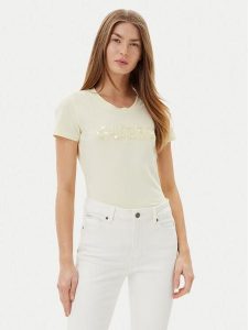 Guess T-Shirt W5GI17 J1314 Żółty Slim Fit. Żółte t-shirty Guess, xl, z aplikacjami, z bawełny, bez kołnierzyka, bez ramiączek. Za 109,99 zł.