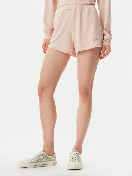 Guess Szorty materiałowe O5GD06 KCQP2 Różowy Regular Fit. Czerwone szorty Guess, z aplikacjami, z materiału. Za 99,99 zł.