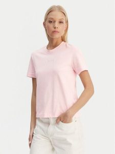 Calvin Klein T-Shirt LV044C905G Różowy Regular Fit. Czerwone t-shirty Calvin Klein, s, bez wzorów, z bawełny, bez kołnierzyka, bez ramiączek. Za 169,99 zł.