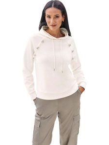 Heine Bluza w kolorze kremowym rozmiar: 48. Brązowe bluzy Heine, bez wzorów, z kapturem. Za 78,66 zł.