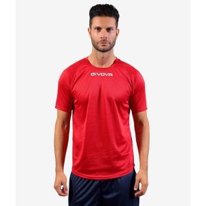 Koszulka piłkarska dla dorosłych Givova One. Czerwone bluzki Givova, s, bez wzorów, sportowe, bez kołnierzyka, bez ramiączek. Za 32,89 zł.