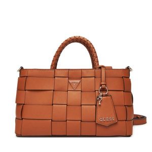 Torebka Guess. Brązowe kuferki Guess, z aplikacjami, bez dodatków. Za 607,99 zł.