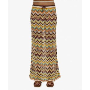 Długa spódnica z prążkowanej dzianiny w zygzaki dla kobiet Superdry. Zielone spódnice Superdry, na co dzień, bez wzorów, z dzianiny, casualowe, maxi. Za 349,55 zł.