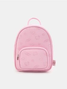Mały plecak z tłoczonym wzorem Hello Kitty - różowy. Czerwone plecaki Sinsay. Za 59,99 zł.