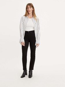Levi's Dżinsy "724" - Slim fit - w kolorze czarnym rozmiar: W24/L32. Czarne jeansy Levi's®, z aplikacjami, z podwyższonym stanem. Za 122,38 zł.