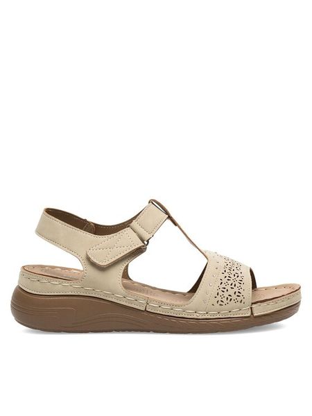 Clara Barson Sandały WYL05010-15 Beżowy. Brązowe sandały Clara Barson, bez wzorów, z syntetyku, bez obcasa, na koturnie, bez zapięcia. Za 99,99 zł.