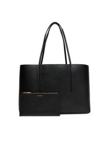 Calvin Klein Torebka Foil Logo Tote W/Pouch LV04F3274G Czarny. Czarne shopper bag Calvin Klein, bez wzorów, ze skóry, bez dodatków. Za 589,99 zł.
