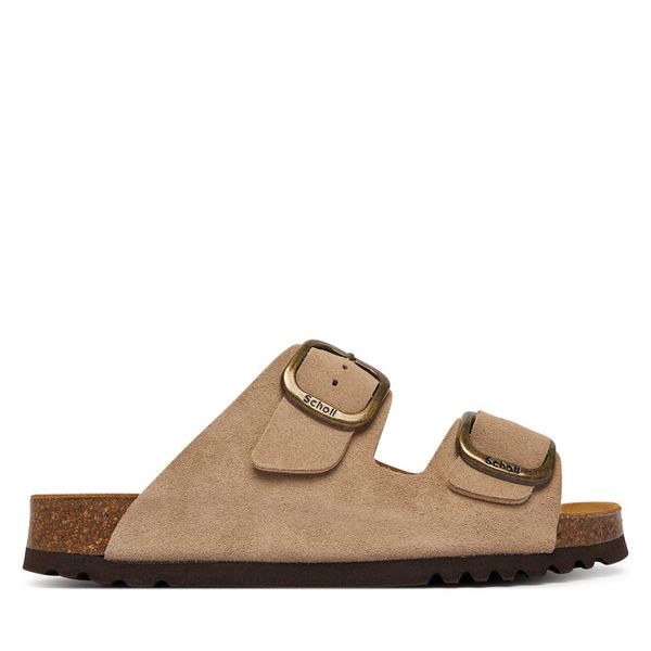 Klapki Scholl. Brązowe klapki Scholl, bez wzorów, bez obcasa. Za 379,99 zł.