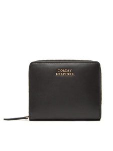 Tommy Hilfiger Portfel Th Leather Slg Med Za Flap AW0AW17499 Czarny. Czarne portfele TOMMY HILFIGER, bez wzorów, ze skóry. Za 389,99 zł.