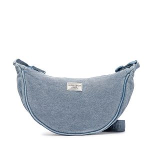 Torebka Guess Jeans. Niebieskie listonoszki Guess Jeans, z aplikacjami, z jeansu, bez dodatków. Za 239,99 zł.