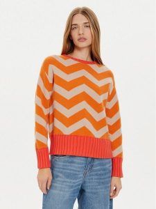 Frieda & Freddies Sweter 3307 Pomarańczowy Regular Fit. Brązowe swetry klasyczne Frieda & Freddies, z wiskozy, bez kołnierzyka. Za 259,99 zł.