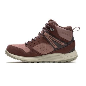 Buty turystyczne damskie Merrell Wildwood Mid Ltr Wp. Czerwone buty trekkingowe Merrell, bez zapięcia. Za 469,99 zł.