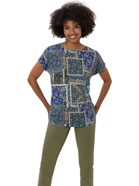 Heine Koszulka w kolorze niebiesko-zielonym rozmiar: 34. Niebieskie bluzki Heine, bez wzorów, bez kołnierzyka, bez ramiączek. Za 43,57 zł.