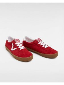 Vans Skórzane sneakersy w kolorze czerwonym rozmiar: 35. Czerwone trampki Vans, bez wzorów, bez zapięcia. Za 132,05 zł.
