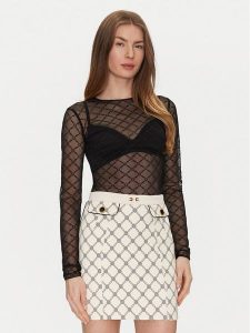 Elisabetta Franchi Body BO-021-51E2-V260 Czarny Slim Fit. Czarne body i gorsety Elisabetta Franchi, bez wzorów, z syntetyku. Za 559,99 zł.