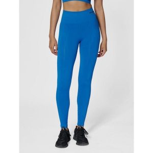 Damskie legginsy bezszwowe z wysokim stanem Hummel Tif. Niebieskie legginsy Hummel, bez wzorów, z poliamidu, z podwyższonym stanem. Za 130,50 zł.