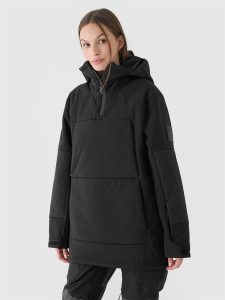 4F Kurtka snowboardowa membrana 8000 damska - czarna XL. Czarne kurtki 4f, na zimę, m, bez wzorów, z dzianiny, z kapturem. W wyprzedaży za 299,99 zł.