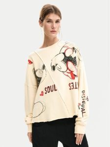 Desigual Bluza Muak Mickey 26SWSK17 Beżowy Relaxed Fit. Brązowe bluzy Desigual, s, bez wzorów, z bawełny, bez kaptura. Za 352,99 zł.