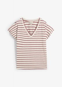 T-shirt z mieszanki bawełny z rękawkami z falbaną. Brązowe t-shirty bonprix, bez wzorów, z bawełny, bez kołnierzyka, bez ramiączek. Za 74,99 zł.