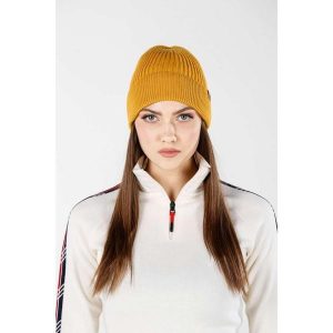 Czapka zimowa 100% wełna merino - Icewall (250 g/m²). Żółte czapki WOOLONA, bez wzorów, z wełny, sportowe. W wyprzedaży za 126,00 zł.