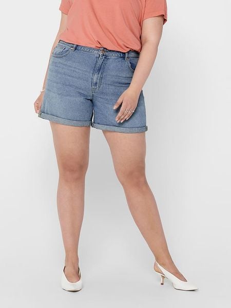 ONLY Carmakoma Szorty dżinsowe "Hine" w kolorze błękitnym rozmiar: 50. Niebieskie szorty Only Carmakoma, z aplikacjami, ze skóry, klasyczne, z podwyższonym stanem. Za 56,66 zł.